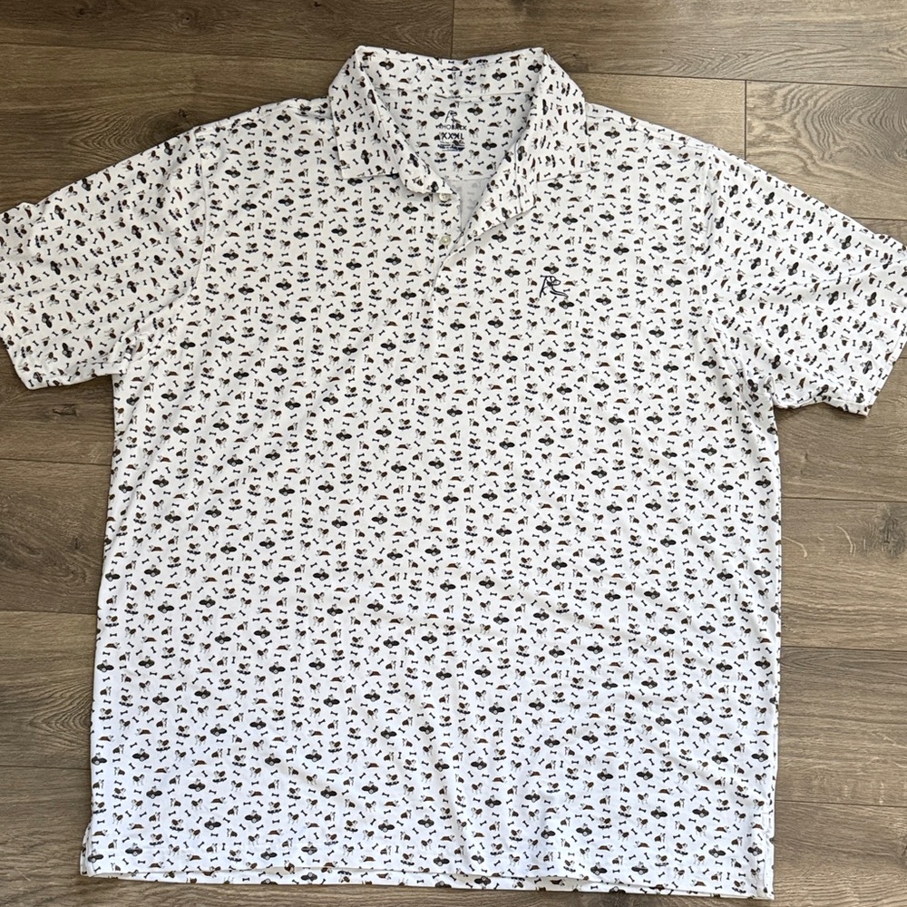 Rhoback White and Black Patterned Polo Shirt